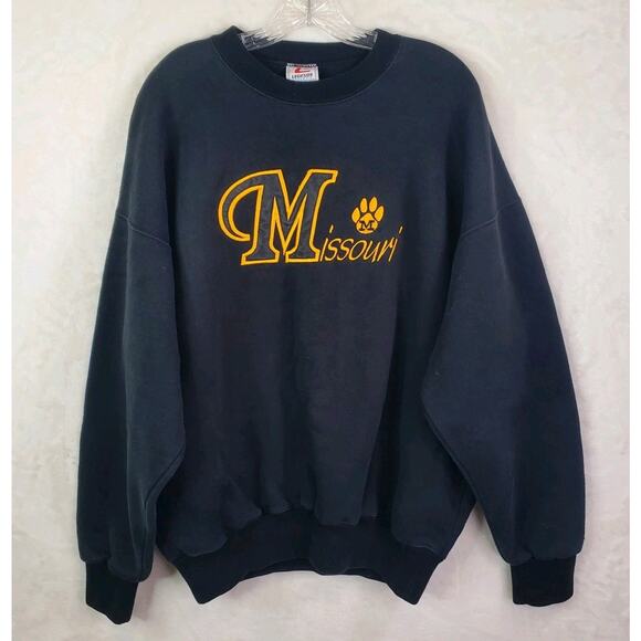 VTG MISSOURI TIGERS LEGENDS ATHLETIC SPELL OUT SWEATSHIRT EMBROIDERED MIZZOU XL - Picture 1 of 7
